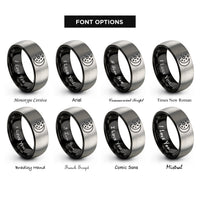 font options for inside engraving on black & gray star cluster rings