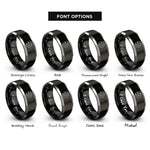 font options for inside engraving on black & grey star cluster rings