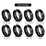 font options for inside engraving on black & silver star cluster rings