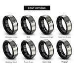 font options for inside engraving on black & silver star cluster rings