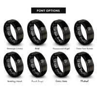font options for inside engraving on black star cluster rings