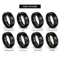 font options for inside engraving on black star cluster rings
