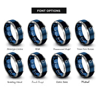 font options for inside engraving on blue & grey star cluster rings