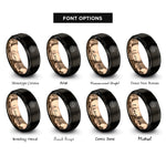 font options for inside engraving on black & rose gold star cluster circle rings