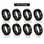 font options for inside engraving on black star cluster circle rings