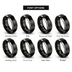 font options for inside engraving on black & silver star cluster crescent rings