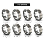 font options for inside engraving on grey star cluster crescent rings