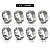font options for inside engraving on grey star cluster rings