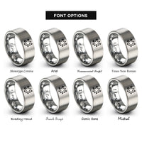 font options for inside engraving on grey star cluster rings