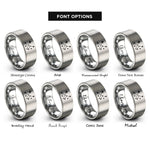 font options for inside engraving on grey star cluster rings
