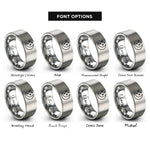font options for inside engraving on silver star cluster rings