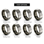 font options for inside engraving on gunmetal & silver star cluster rings