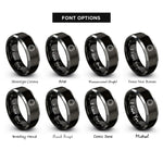 font options for inside engraving on black & grey star cluster wreath rings