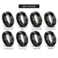 font options for inside engraving on black & grey star cluster wreath rings