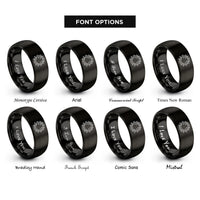 font options for inside engraving on black star cluster wreath rings