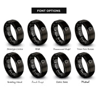 font options for inside engraving on black star cluster wreath rings