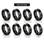 font options for inside engraving on black & silver star compass rings