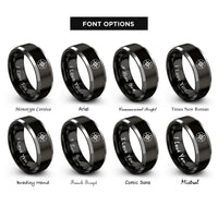 font options for inside engraving on black & silver star compass rings