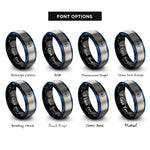 font options for inside engraving on black & blue & silver star compass circle rings