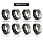 font options for inside engraving on black & gray star compass circle rings