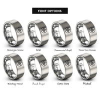 font options for inside engraving on grey star compass circle rings