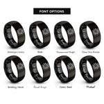 font options for inside engraving on black star confetti rings