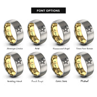 font options for inside engraving on gold & silver star cookie cutter rings