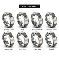 font options for inside engraving on grey star cookie cutter rings