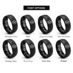 font options for inside engraving on black star crescent rings
