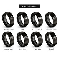 font options for inside engraving on black star crescent rings