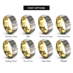 font options for inside engraving on gold & silver star crescent rings