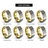 font options for inside engraving on gold & silver star crescent rings