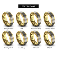 font options for inside engraving on gold & silver star crescent rings