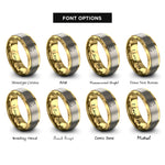 font options for inside engraving on gold & grey star crescent rings