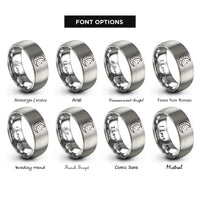 font options for inside engraving on gray star crescent rings