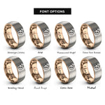 font options for inside engraving on rose gold & silver star crescent rings