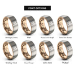 font options for inside engraving on rose gold & grey star crescent rings