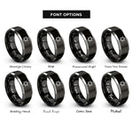 font options for inside engraving on black & silver star david rings