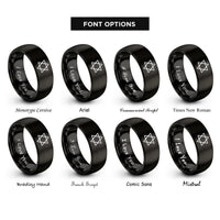 font options for inside engraving on black star david rings