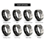 font options for inside engraving on black & silver star emblem rings