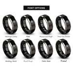 font options for inside engraving on black & grey star emblem rings
