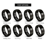 font options for inside engraving on black star emblem rings