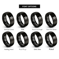 font options for inside engraving on black star emblem rings