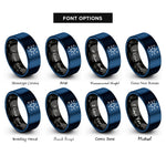 font options for inside engraving on black & blue star field rings