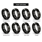 font options for inside engraving on black & silver star field rings