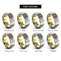 font options for inside engraving on gold & silver star rings