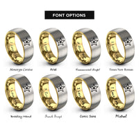 font options for inside engraving on gold & gray star rings