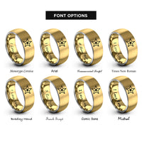 font options for inside engraving on gold & gray star rings