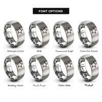 font options for inside engraving on gray star rings