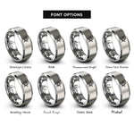 font options for inside engraving on silver star rings